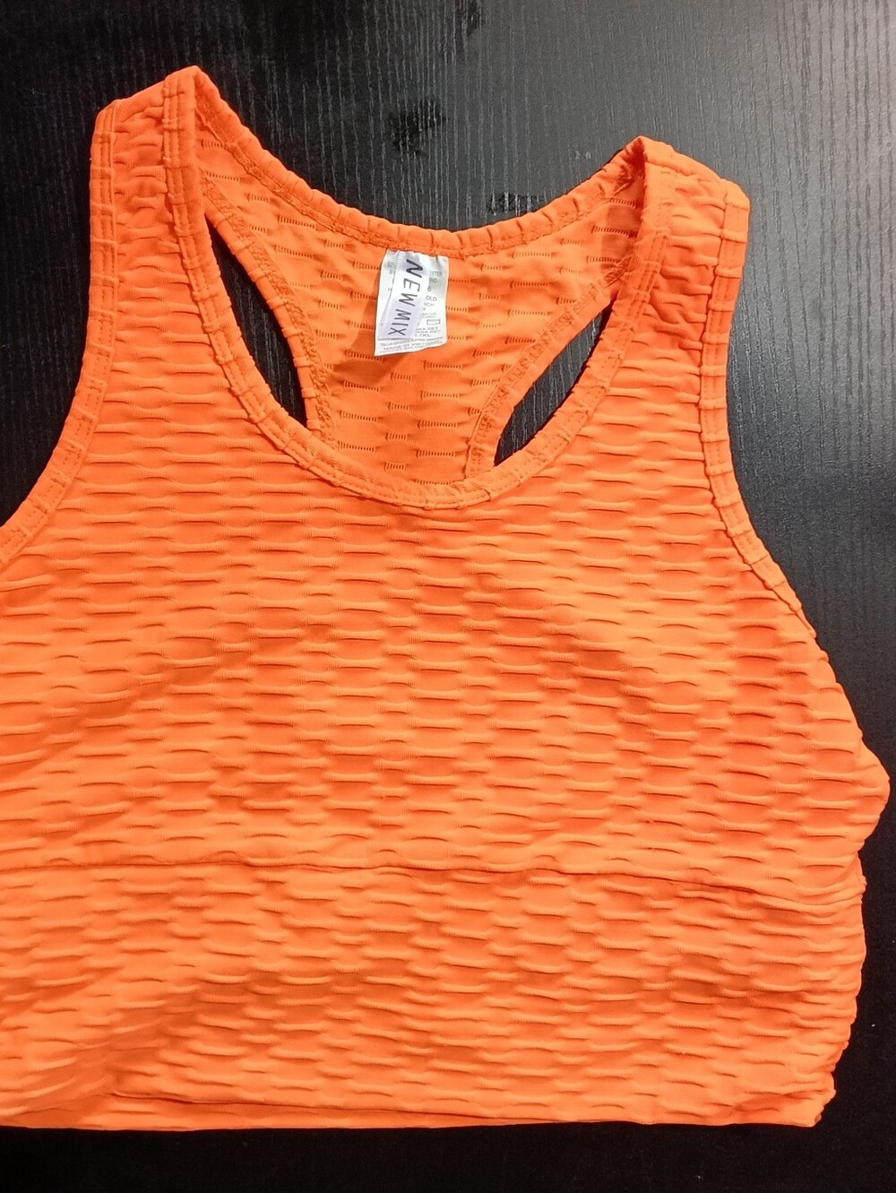 NEW MIX T09-BRA SET Sports Bra Size L/XL Bright Orange with Honeycomb Texture